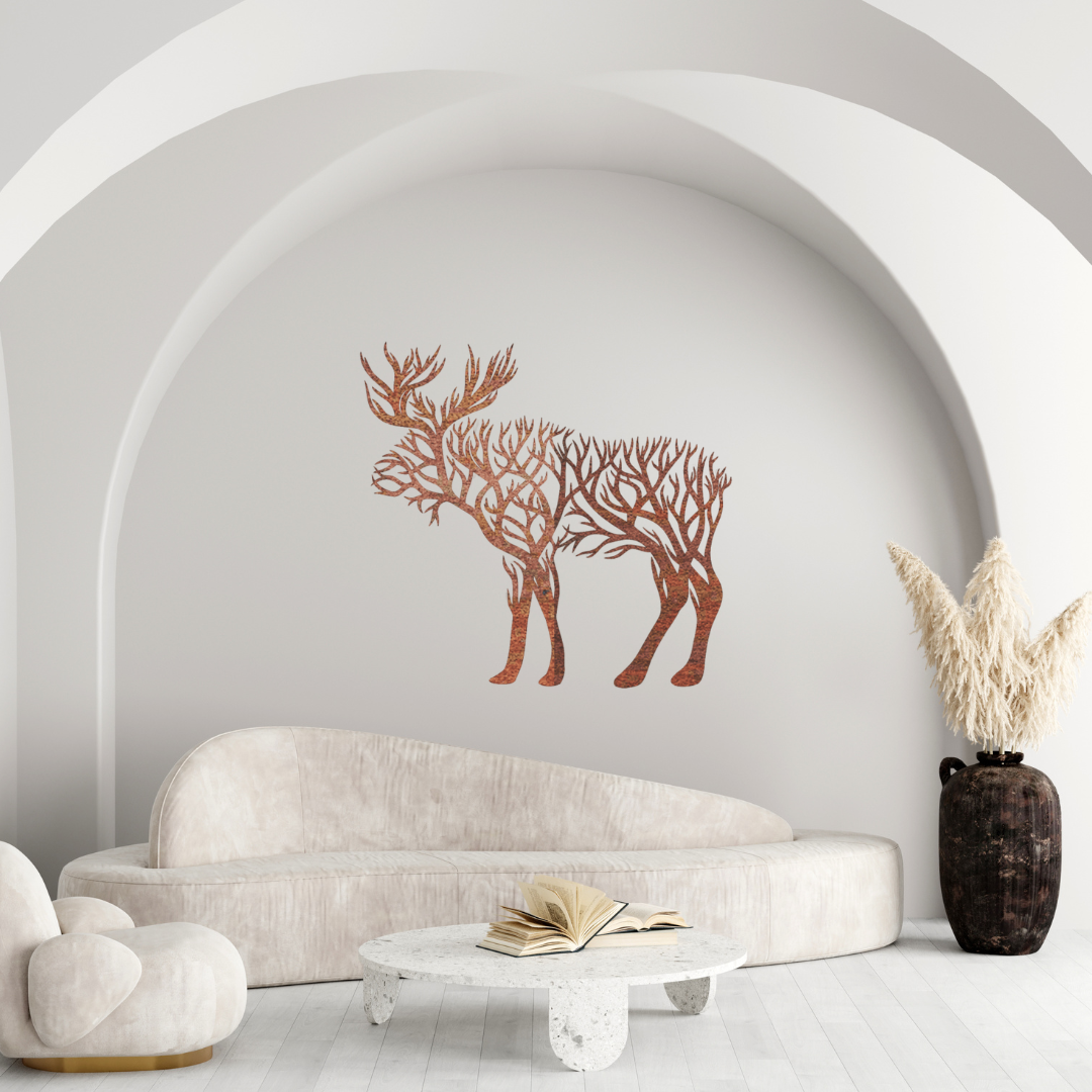 Modernes Metallbild Hirsch – Anmutiges Wanddekor mit Naturmotiv