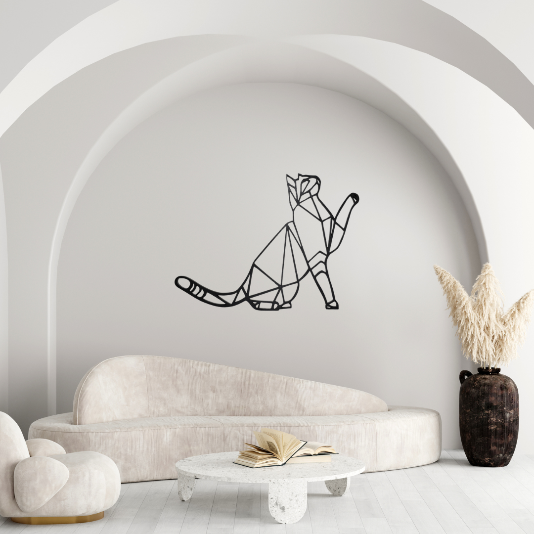 Geometrische Katze Wandbild aus Metall – Moderne & stilvolle Wandkunst