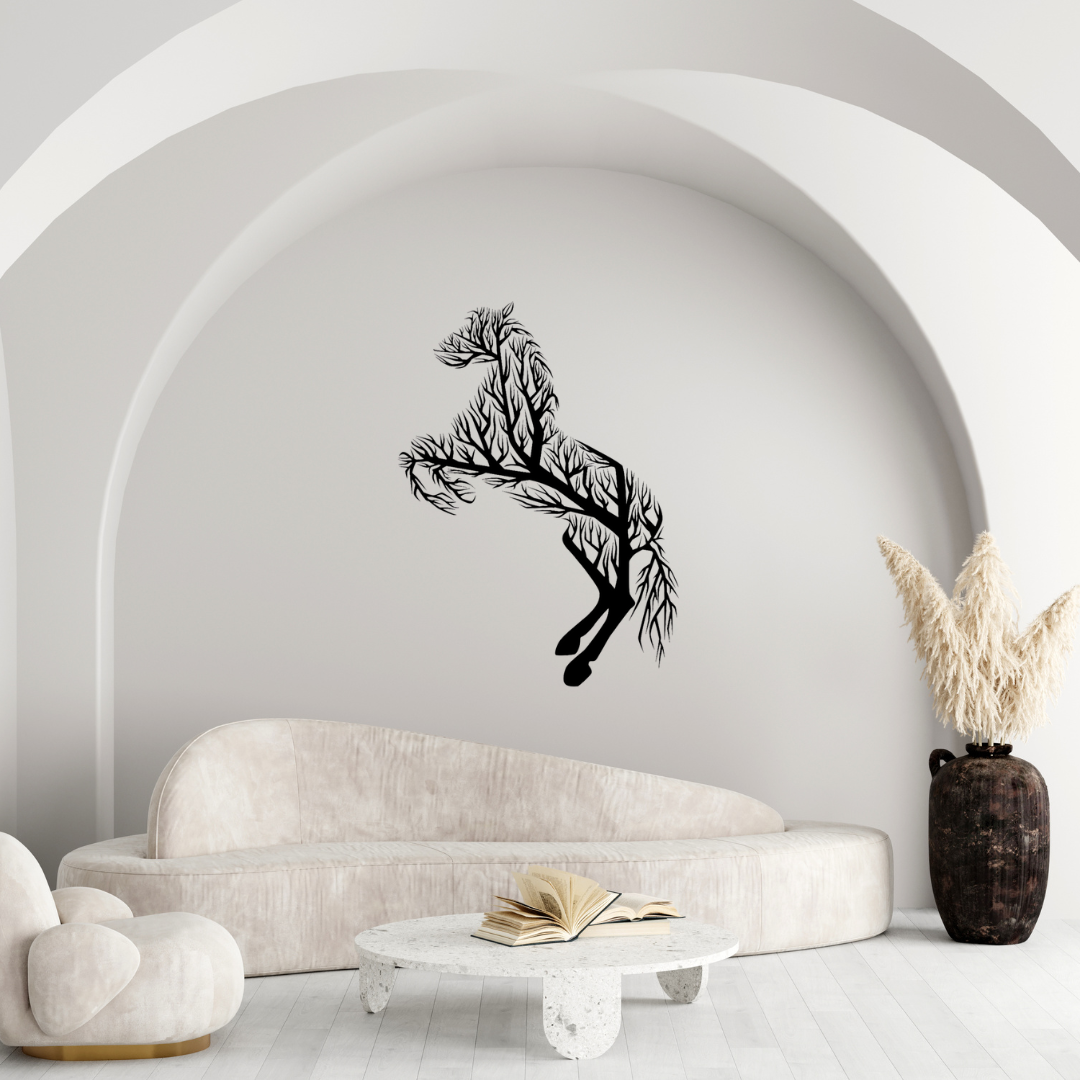 Modernes Metallbild Pferd – Elegantes Wanddekor mit Naturmotiv