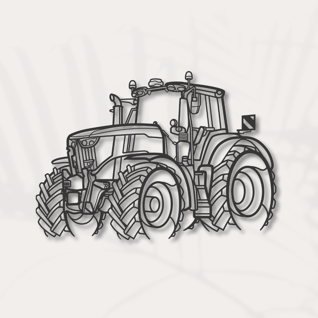 JD 6M Traktor Silhouette - Wandbild aus Metall