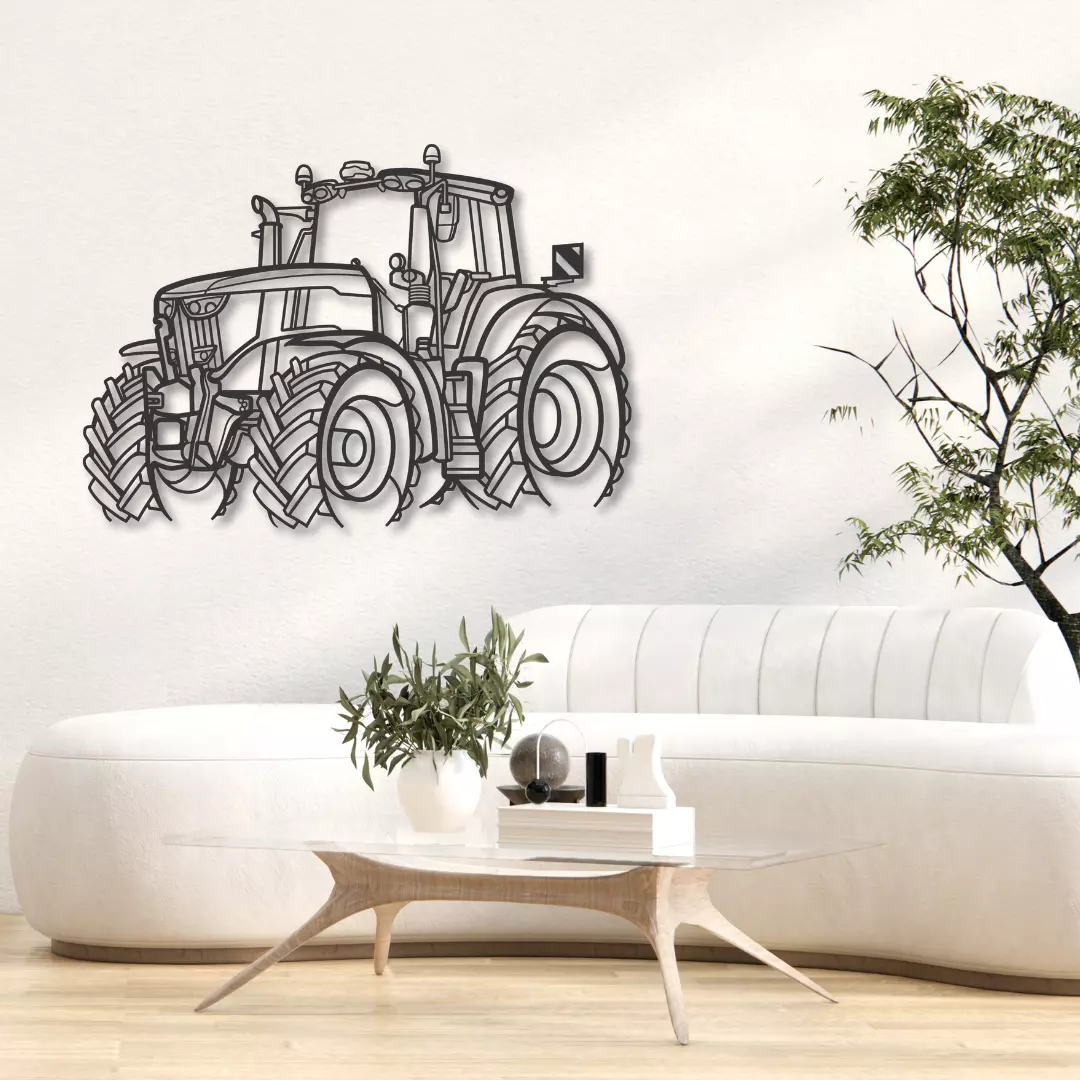 JD 6M Traktor Silhouette - Wandbild aus Metall