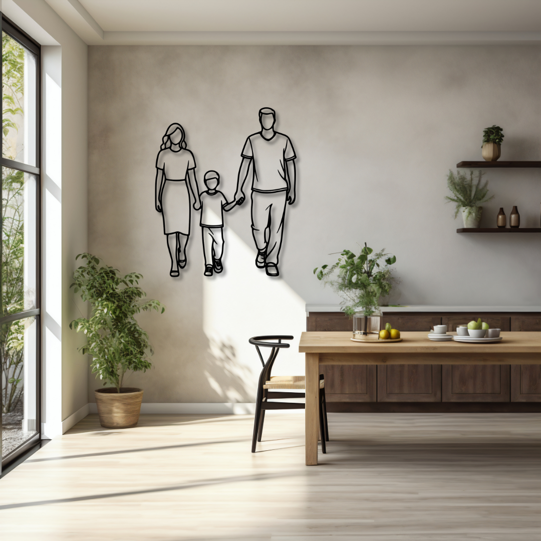 Line Art Wandbild - Familie