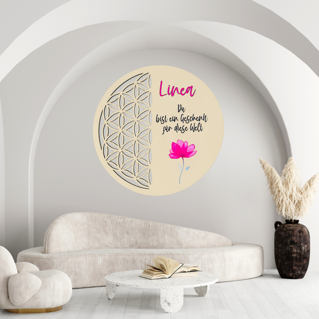 Blume des Lebens mit Spruch – farbenfroh & individuell gestaltbar | Für besondere Anlässe