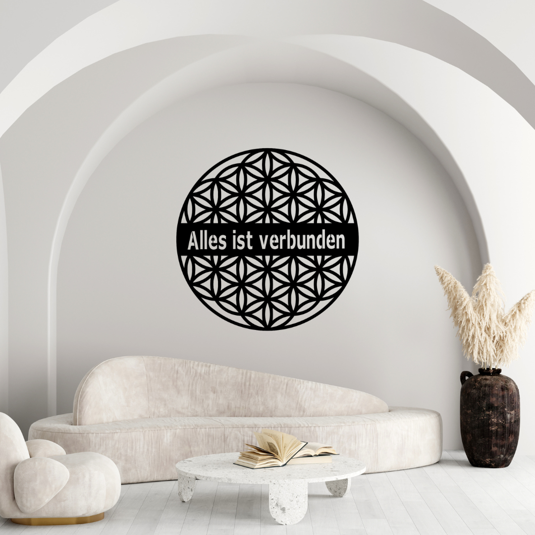 Blume des Lebens aus Metall – mit individuellem Spruch für mehr Inspiration