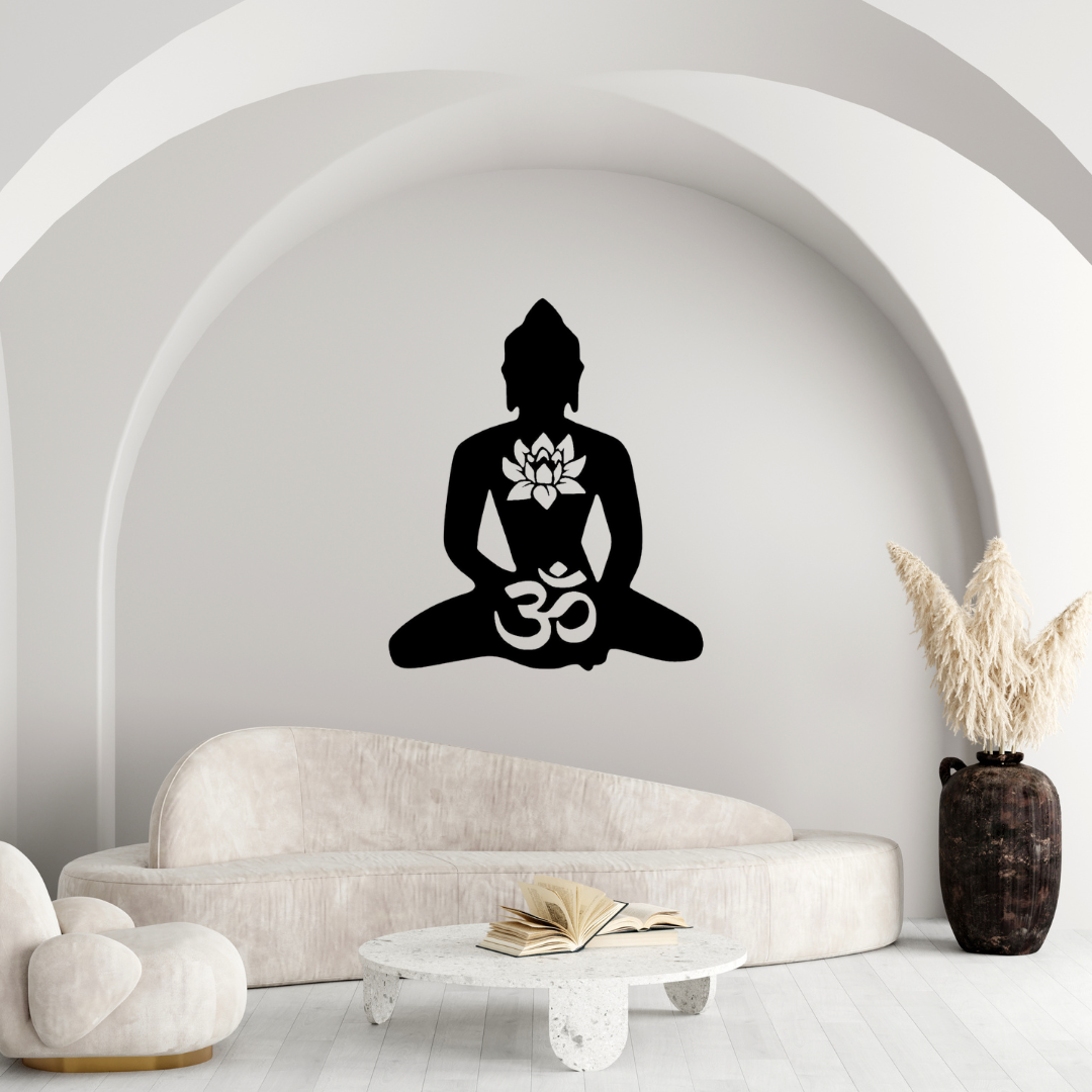 Buddha mit Lotusblume und Om