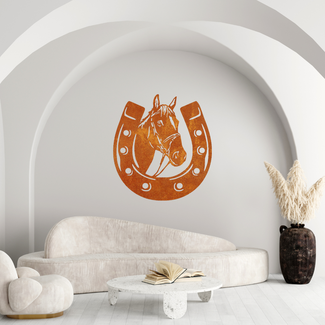 Pferde & Hufeisen Wandbild – Glück und Eleganz vereint