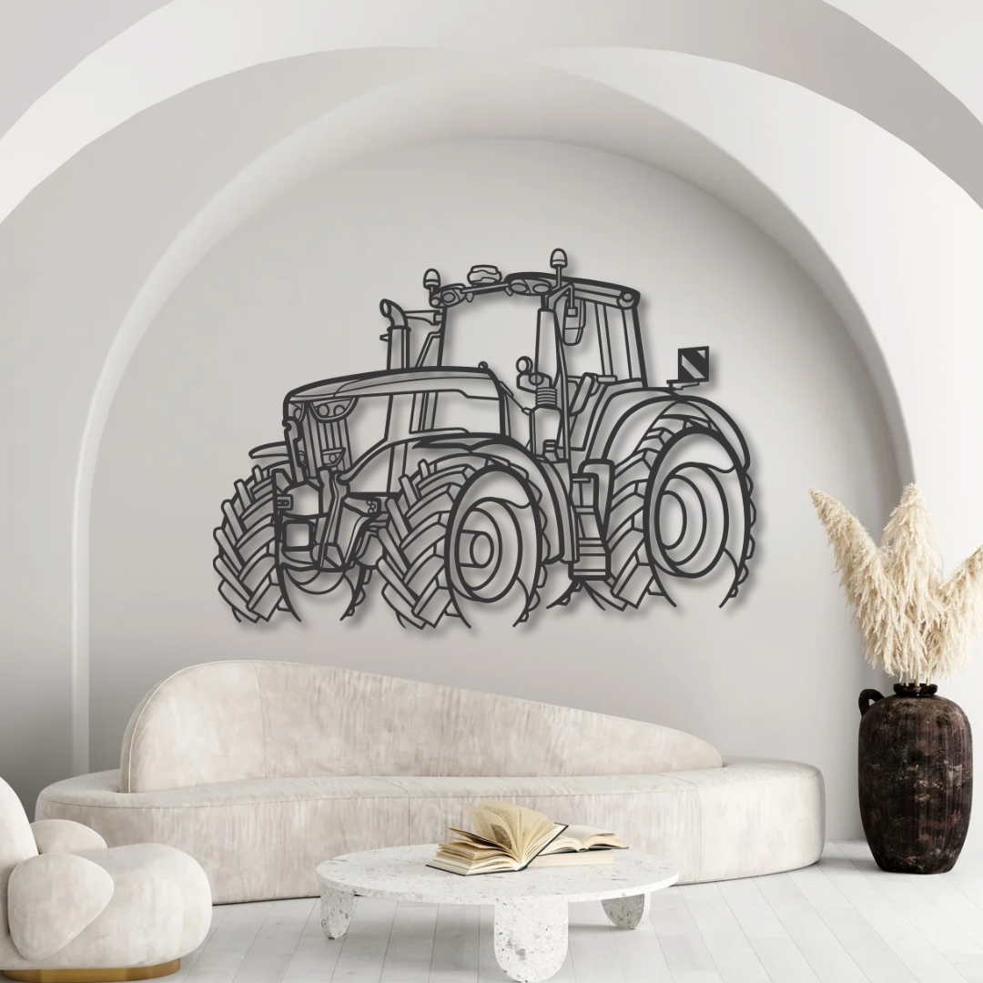 JD 6M Traktor Silhouette - Wandbild aus Metall