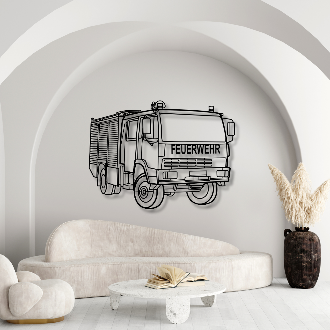 Feuerwehr Auto - Wandbild Metall Silhouette