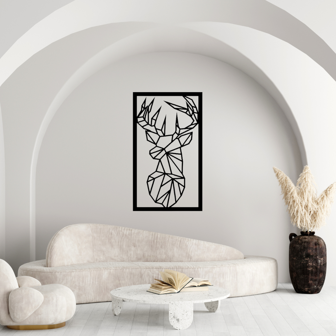 Geometrischer Hirsch Wandbild aus Metall – Moderne & stilvolle Wandkunst