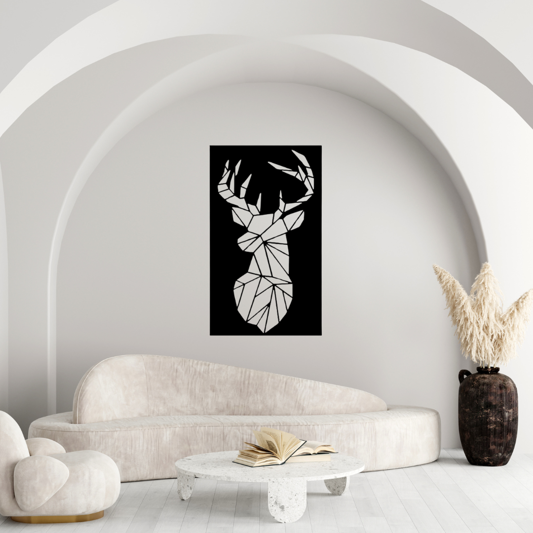Geometrischer Hirsch Wandbild aus Metall – Moderne & stilvolle Wandkunst