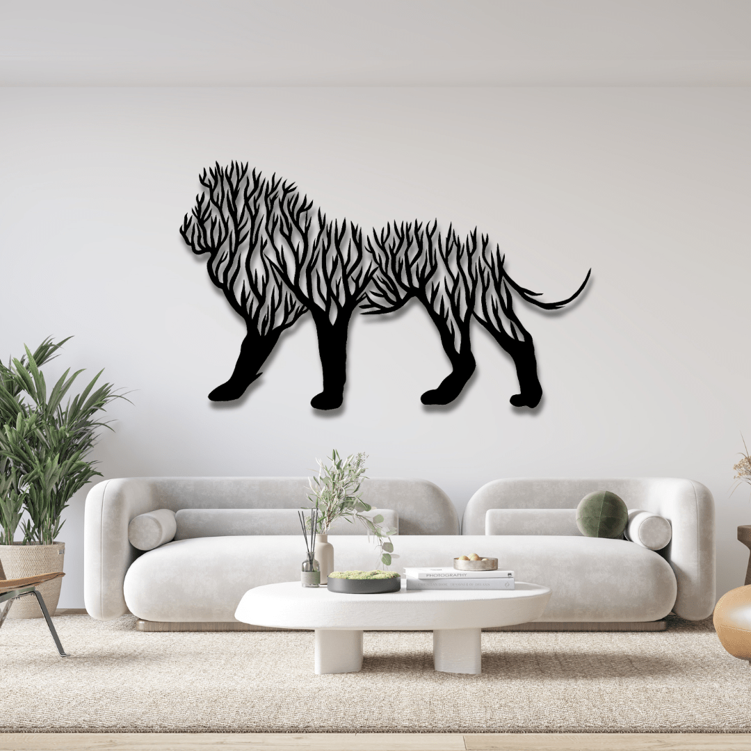Modernes Metallbild Löwe – Majestätisches Wanddekor mit Naturmotiv