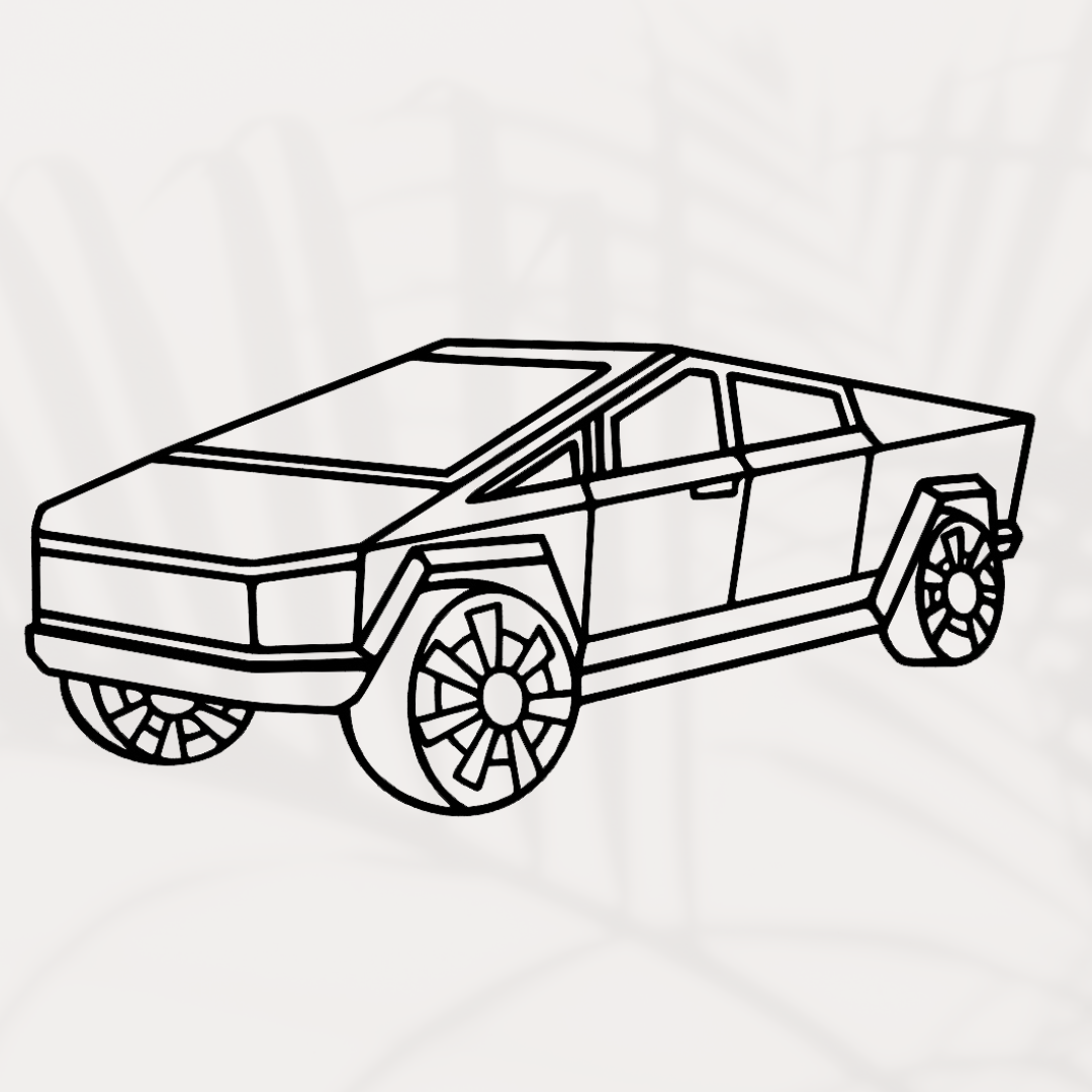 Cybertruck Auto Silhouette - Wandbild aus Metall